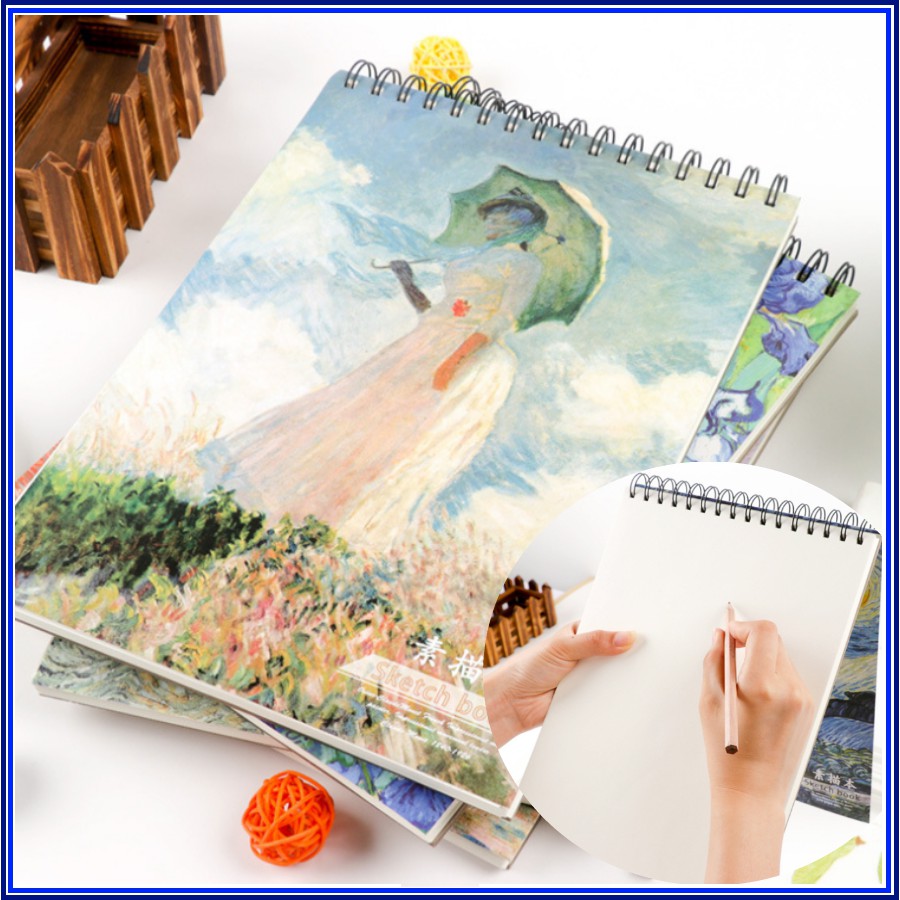 Sổ vẽ phác họa sketchbook Van Gogh, A4, 50 tờ