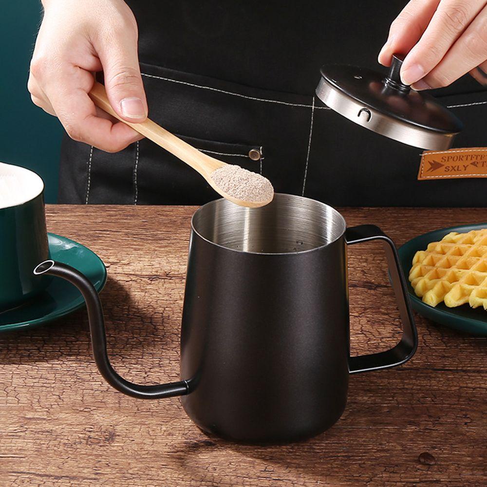 Ấm Pha Cà Phê Cổ Ngỗng Bằng Thép Không Gỉ Màu Đen Có Nắp