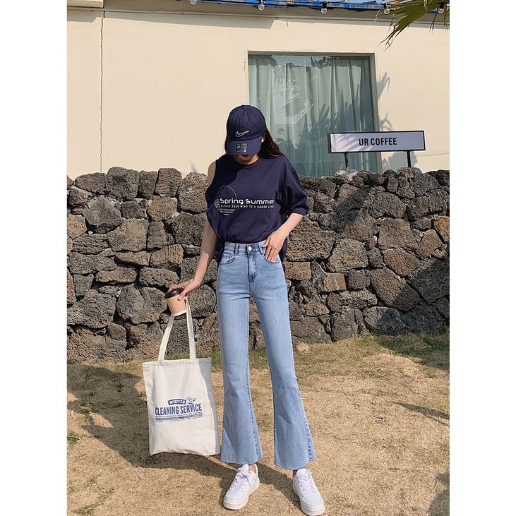 Quần jeans nữ ống loe lưng cao dáng ôm Emilyshop Ulzzang