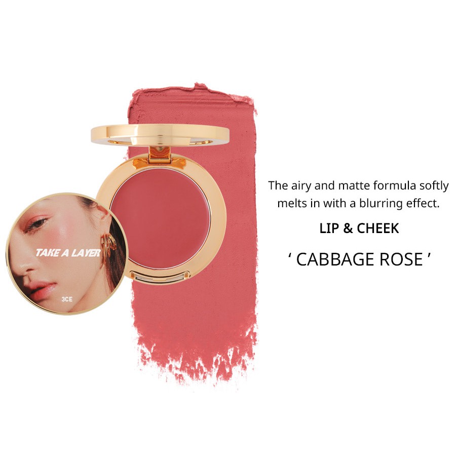 Bảng màu phấn má hồng dạng kem 3 in 1 - [3CE] TAKE A LAYER MULTI POT #CABBAGE ROSE