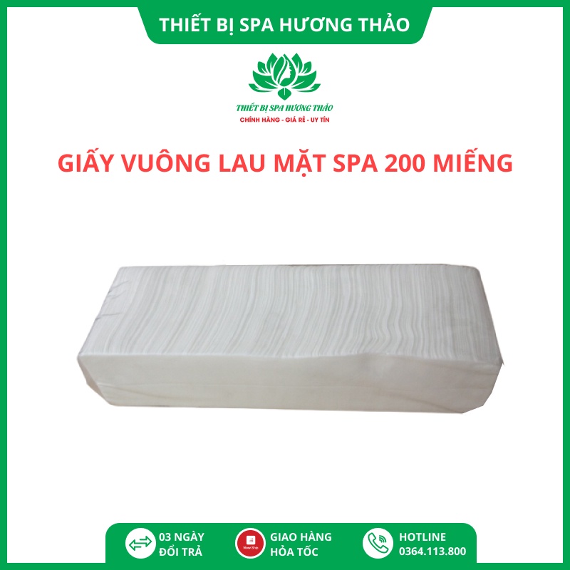 Khăn giấy vuông lau mặt, rửa mặt 200 tờ mềm mịn cho spa