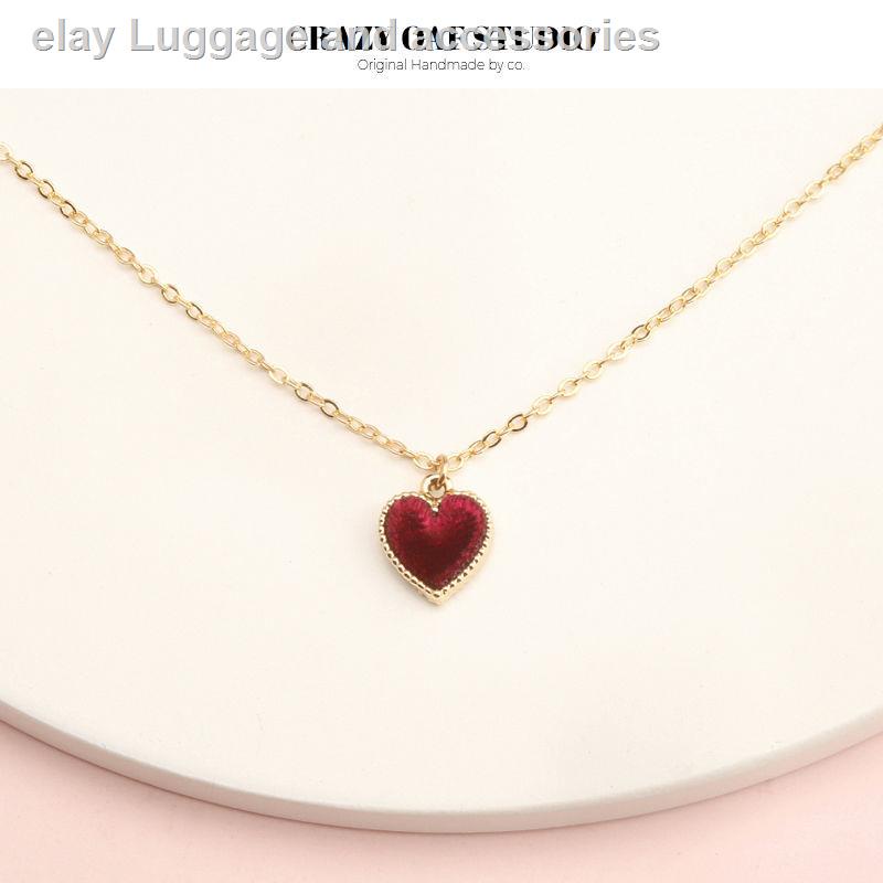 Vòng cổ choker dây nhung mặt trái tim màu đỏ tía cho nữ