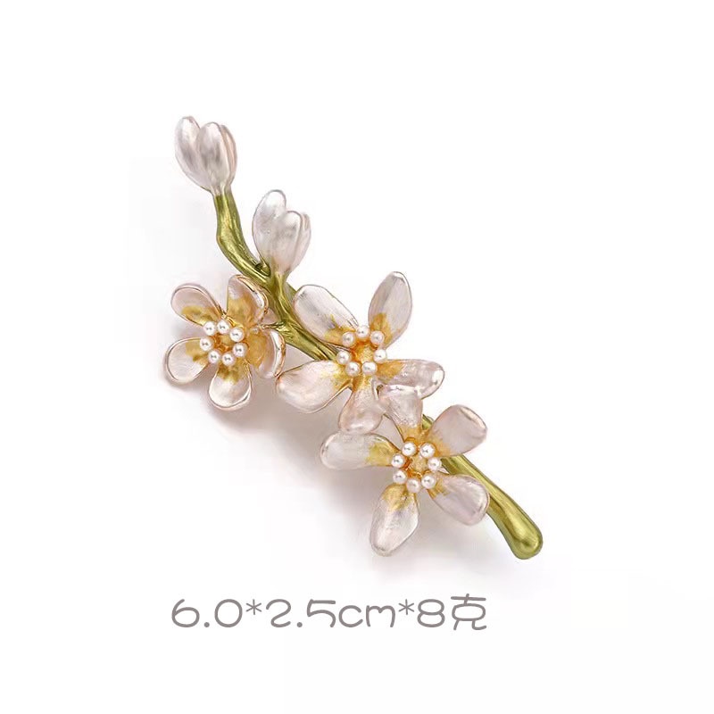 Ghim Cài Áo Hình Hoa Cúc Đính Ngọc Trai Phong Cách Vintage