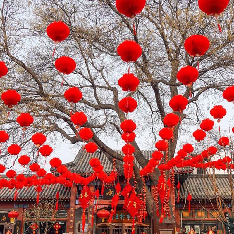Đèn lồng giấy nhựa đỏ treo Lễ Tết, hội hè, cưới hỏi, trang trí khai xuân, khai trương 20cm, 25cm, 30cm