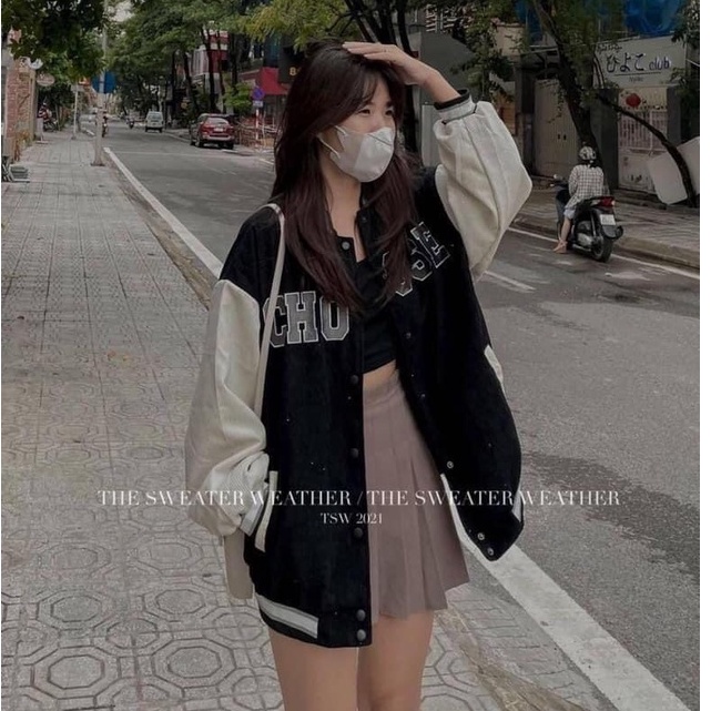 Áo bomber CHO OSE nam nữ form rộng Chất nhung tăm 2 lớp lót hàng gió lụa đẹp