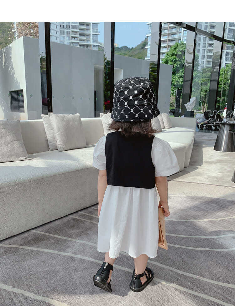 Set 2 Món Áo Vest Tay Ngắn Và Đầm Sơ Mi Xinh Xắn Cho Bé Gái 1-11 Tuổi