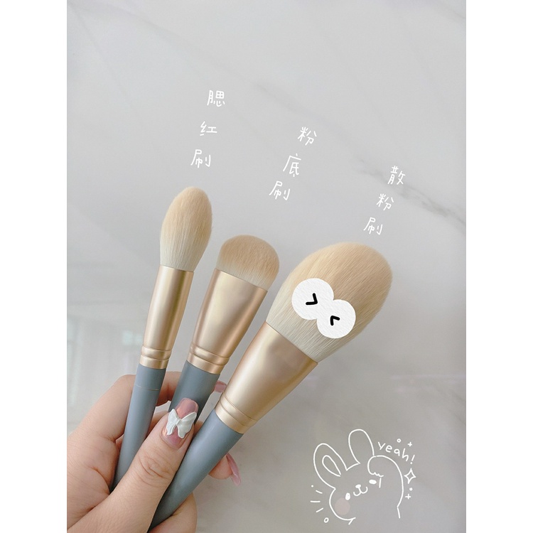 Bộ Cọ Trang Điểm Cá Nhân Nhập Xịn 10 Cây Kèm Bao Da Xanh Pastel Đậm Đủ Chức Năng