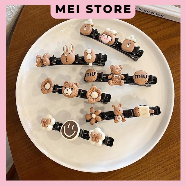 Set 6 Kẹp Tóc Hình Gấu Dễ Thương Phong Cách Hàn Quốc
