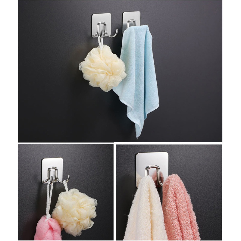 Móc Inox 304 Dán Tường Tự Dính Chống Thấm Nước Tiện Dụng Cho Nhà Bếp / Phòng Tắm