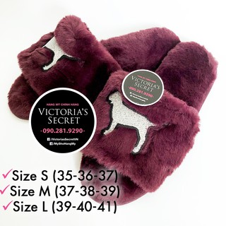(Dép 08) Dép lông màu tím logo cún Pink siêu dễ thương, mền, mịn, êm chân - Size S, M, L - Victoria's Secret