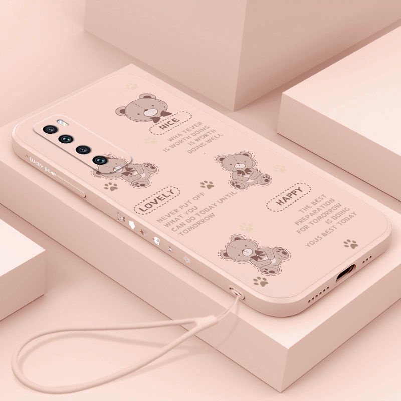 Ốp Điện Thoại Viền Thẳng Họa Tiết Gấu Cho Huawei NOVA 3 NOVA 3i Huawei NOVA 4 Huawei NOVA 5 Huawei NOVA 5i Huawei NOVA 5ipro Huawei NOVA 5t