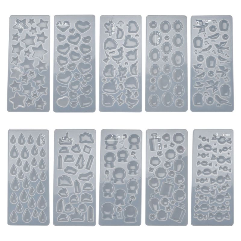 San * Khuôn Silicon Làm Bông Tai Epoxy Resin Pha Lê Nhiều Kiểu Dáng DIY