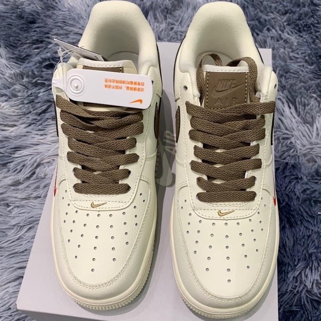 Giày thể thao AF1 vệt nâu nam nữ Giầy sneaker air force 1 low premium white brown nam nữ cực chất dễ phối đồ 2021