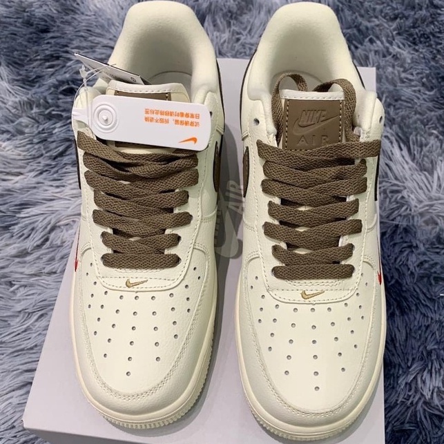 Giày thể thao AF1 vệt nâu nam nữ Giầy sneaker air force 1 low premium white brown nam nữ cực chất dễ phối đồ 2021 | BigBuy360 - bigbuy360.vn