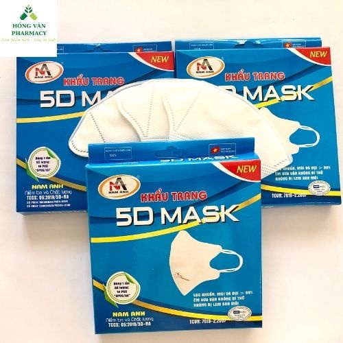 Set 10 chiếc khẩu trang 5D mask Nam Anh, kháng khuẩn, lọc bụi hiệu quả