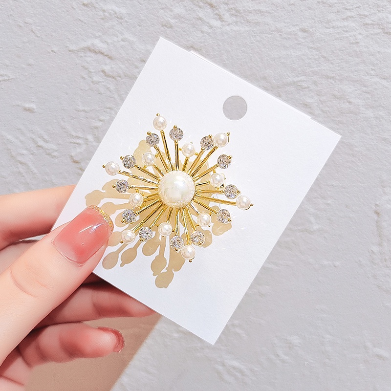 Ghim Cài Áo Hình Hoa Ngọc Trai / Đá Zircon / Lập Trình Thời Trang Hàn Quốc Cho Nữ