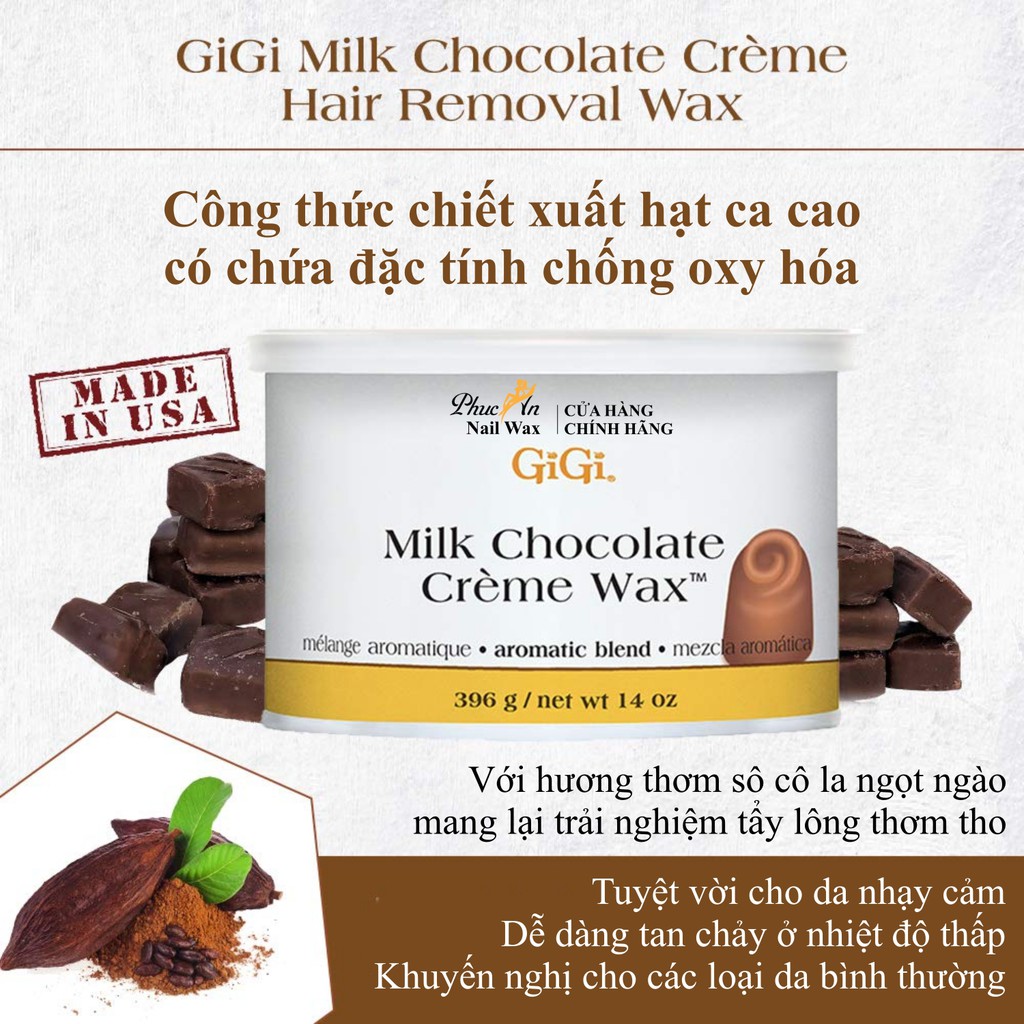 Kem Tẩy Lông GiGi Hương Milk Chocolate Crème Hair Removal Soft Wax , Tẩy Lông Wax GiGi