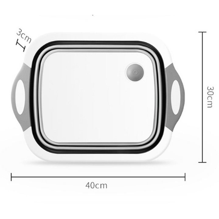 Chậu Kèm Thớt Gấp Gọn 2 in 1 Chất liệu SILICON SIÊU BỀN, Thớt Nhựa Đa Năng Làm Chậu Rửa, Rổ Đựng Tiện Dụng