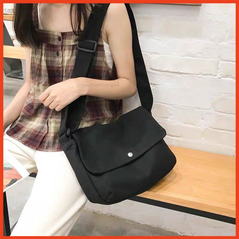 Túi đeo chéo canvas, Túi đeo chéo nữ trống cỡ lớn thời trang Hàn Quốc học sinh sinh viên đi học bảo hành 12 tháng