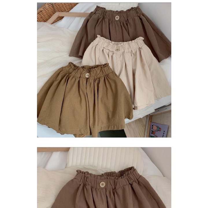 Quần Short Cotton Linen Dáng Rộng Phong Cách Hàn Quốc Thời Trang Mùa Hè Cho Bé Gái 5 Tuổi