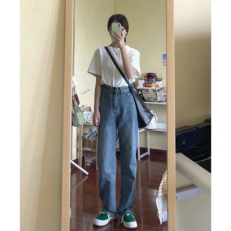 Quần jean nữ bigsize ống rộng quần ống đứng lưng cao đẹp MUP Bigsize J01