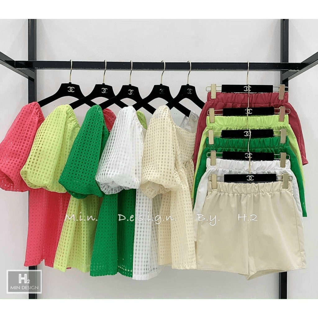 SET ĐỒ (VÁY TRỄ VAI/ QUẦN ĐÙI) PHỐI HOẠ TIẾT Ô VUÔNG SIÊU HOT, MẶC SIÊU DỄ CHỊU ( ĐI CHƠI/ DÃ NGOẠI/ DẠO PHỐ ) ĐA DẠNG S