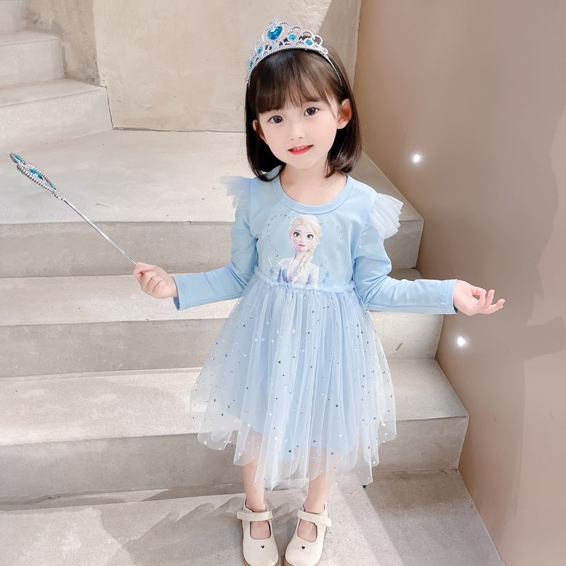 Đầm Công Chúa Aisha Tay Dài Thiết Kế Dễ Thương Cho Bé Gái Từ 1-9 Tuổi