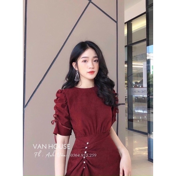 Đầm Bigsize Tay Rút Eo Đính Cườm (Bigsize 55kg Đến 100kg (M/L/XL/XXL)