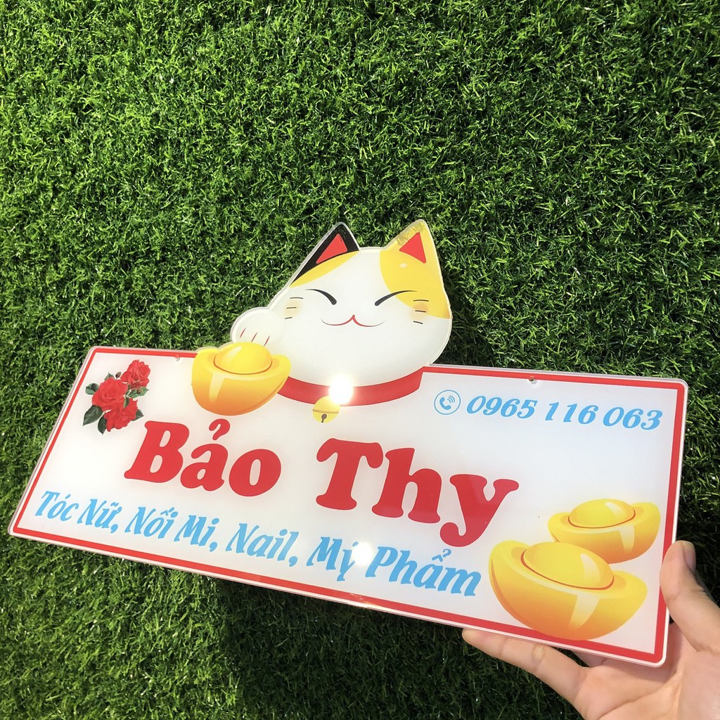 Bảng hiệu Mèo Thần Tài Nhật - Thiết kế in tên shop của bạn theo yêu cầu