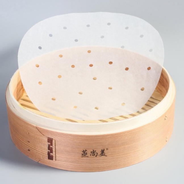 Gói 100 Tờ Giấy Nến Đục Lỗ Tròn Dùng Cho Nồi Chiên Không Dầu, Lót Xửng Hấp, Thấm Dầu Ăn