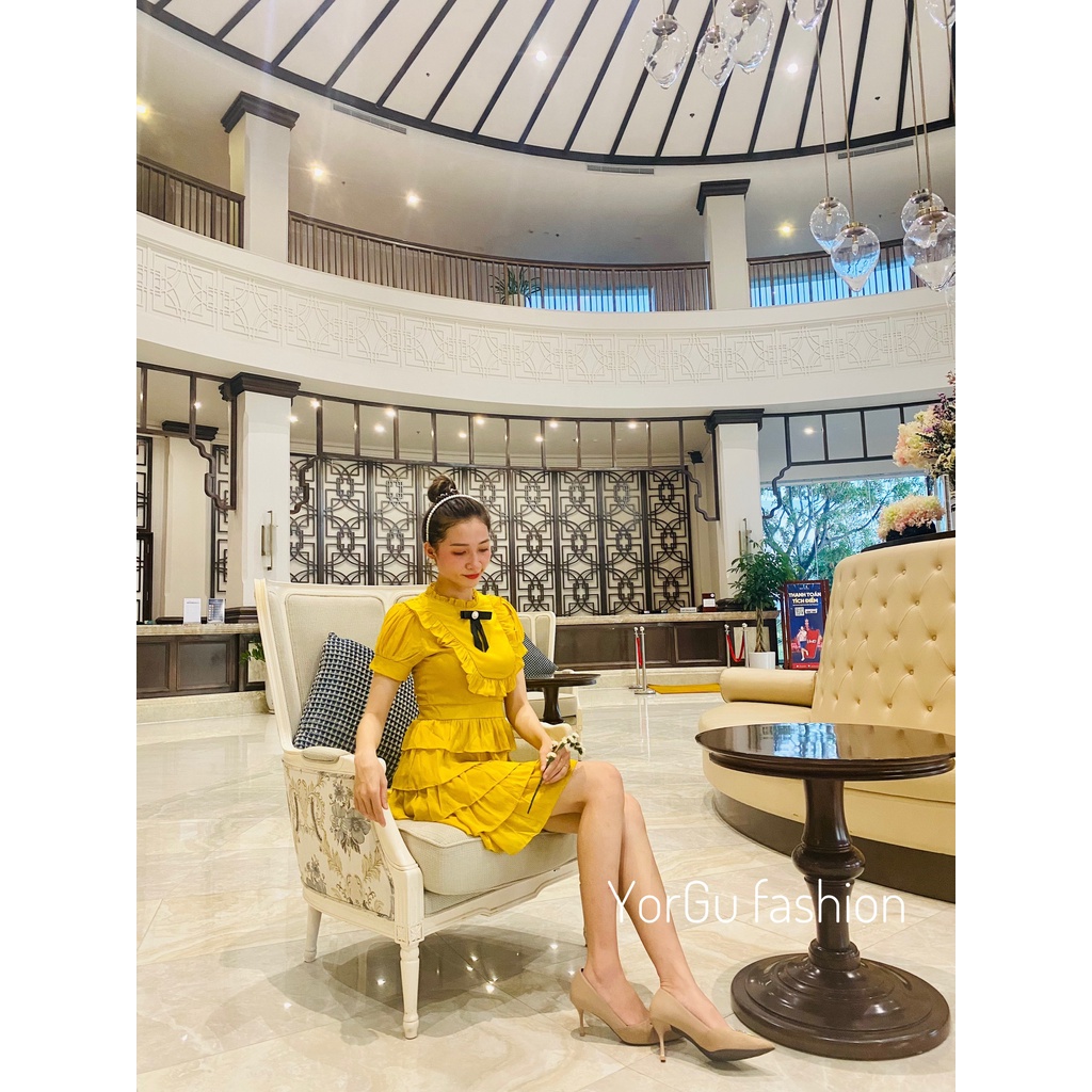 Đầm Váy tiểu thư đính nơ sang chảnh cho chị em mình có 2 size s,m.