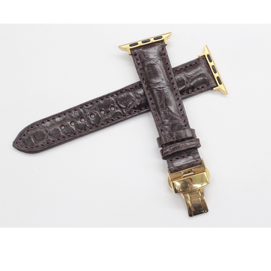 Dây Đeo Thay Thế Cho Đồng Hồ Thông Minh,Dây Da Cá Sấu Thật Phù Hợp Với Các Series 2,3,4,5,6,7 Mặt 38mm-45mm