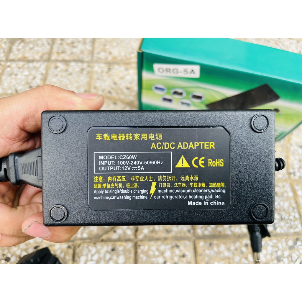 Nguồn ADAPTER 12V 5A dùng cho bơm mini, đèn led, camera. Bảo hành 6 tháng