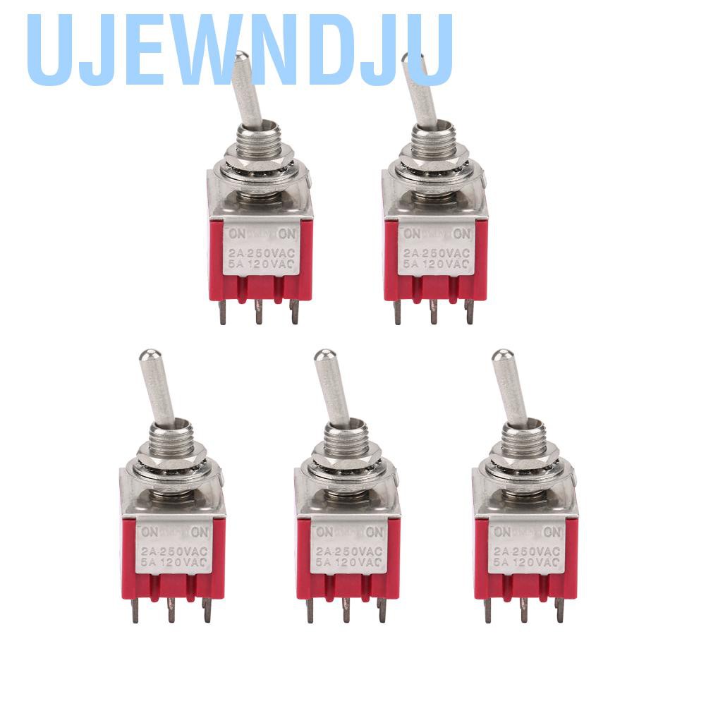 Ujewndju 5×Mini Toggle Switch 3PDT 2 Position ON-ON 9-PIN 250V 2A 120V 5A Red MTS-302 lsy