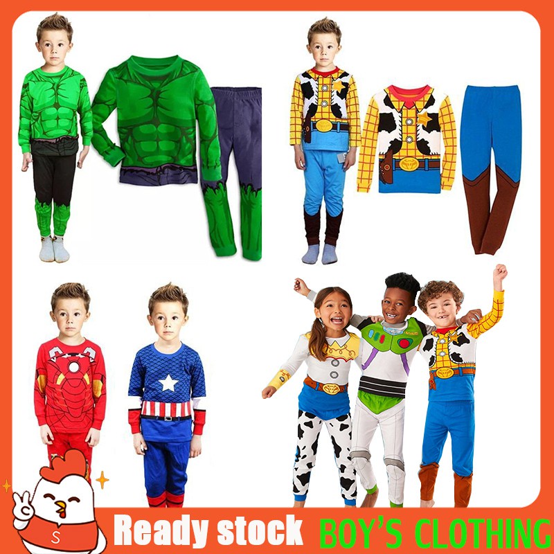 Set áo thun tay dài & quần dài cosplay nhân vật hoạt hình cho bé trai & gái