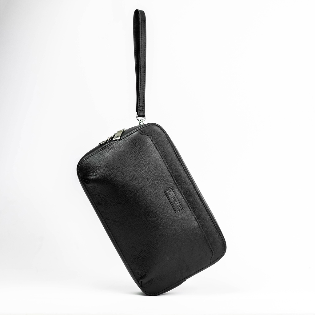 Clutch cầm tay 1 khóa kéo, có ngăn đựng điện thoại - Túi đựng đồ nam giới sang trọng lịch sự 2 khóa kéo da bò Ý LP667C