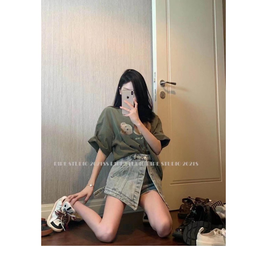 Áo thun tay lỡ Gấu Palm Angles Xanh rêu , áo phông unisex , Cocmer_vn | BigBuy360 - bigbuy360.vn