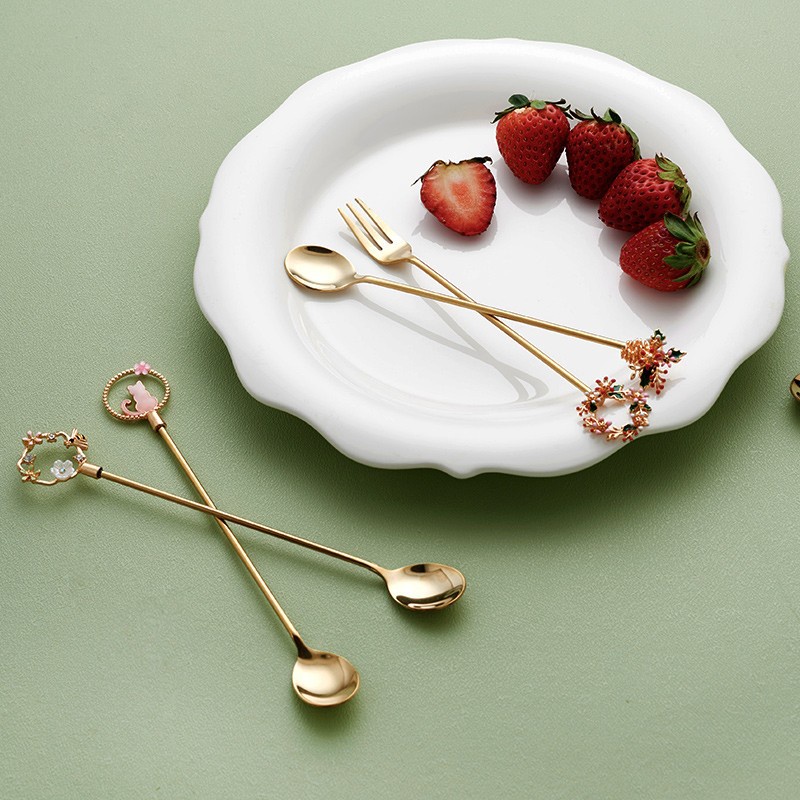 Bộ 2 Muỗng Nĩa Bằng Thép Không Gỉ Phong Cách Giáng Sinh