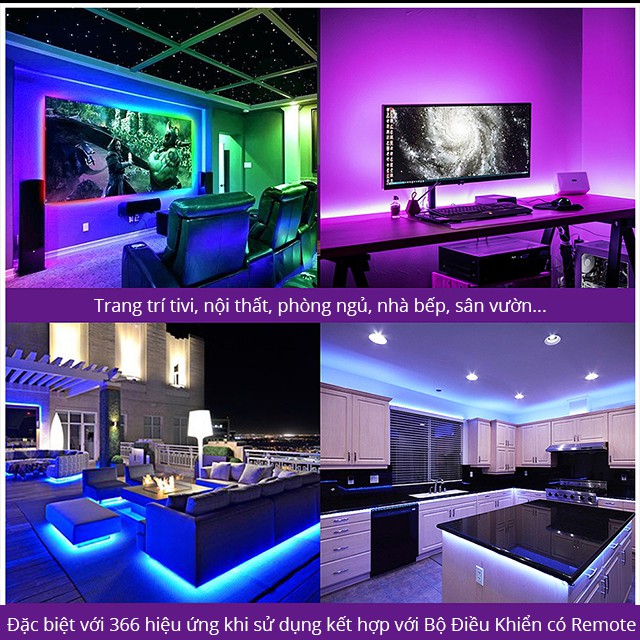 LED Dây Dán Full Color chạy hiệu ứng đẹp mắt -  IC chất lượng cao 1903 và bóng LED 5050 - loại trần 12V | BigBuy360 - bigbuy360.vn