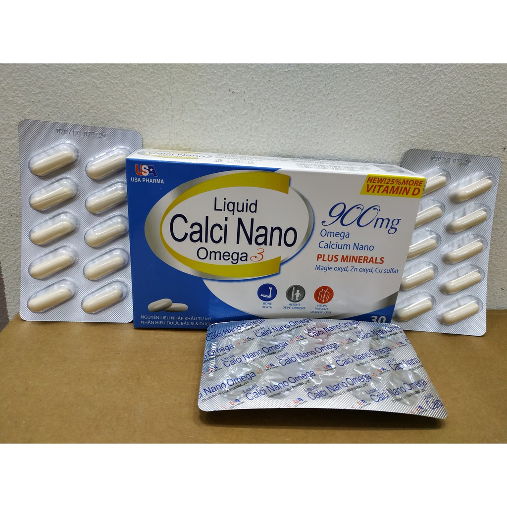 VIÊN UỐNG CANXI NANO OMEGA 3 - DÀNH CHO NGƯỜI CẦN BỔ SUNG CANXI - LIQUID CALCI NANO OMEGA 3 - HỘP 30 VIÊN