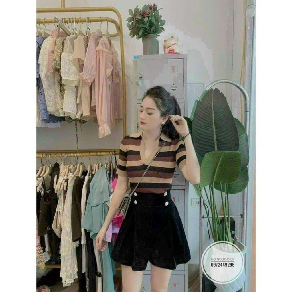 Quần Short Nhung Phồng 4 Khuy- Short Nhung Nữ