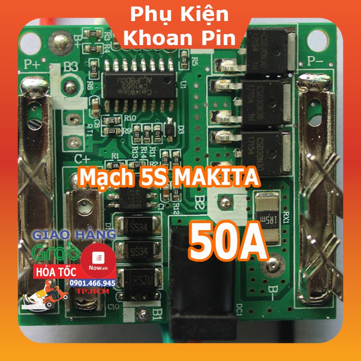 [PKKP]Mạch pin Makita 5S 18V 50A có giắc sạc DC.(P176)