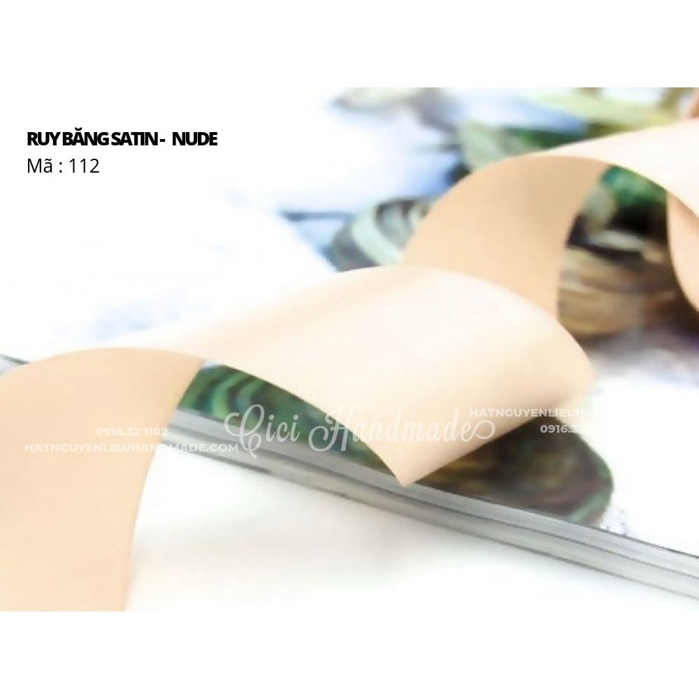 Cuộn 5M Ruy băng Satin 2 mặt màu hồng nhạt hồng nude be - link 8/9 Cici Handmade ruyban gấm hoa lụa ruyban ribbon satin