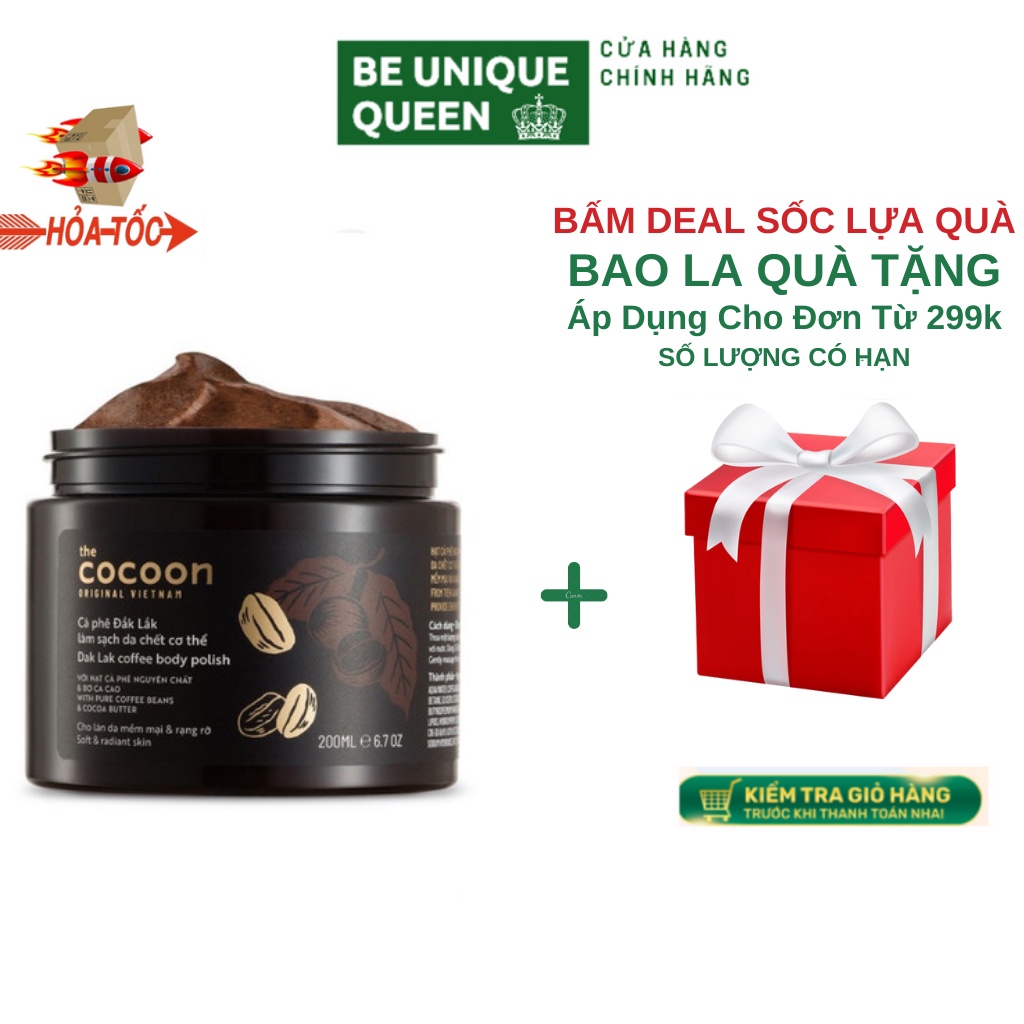 Tẩy Tế Bào Chết Body Cà phê Đắk Lắk COCOON 200ml Làm Sạch Da Chết Cơ Thể (Dak lak coffee body polish)