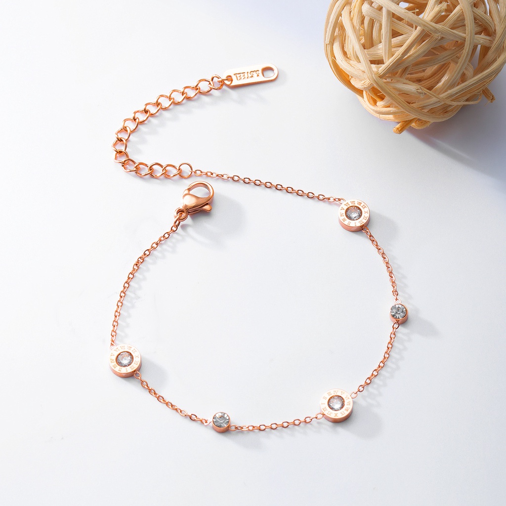 Lắc tay titan vàng hạt tròn zircon ( hạt nhỏ )