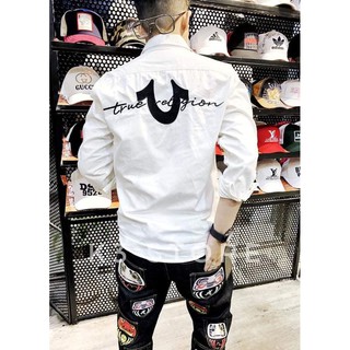 Áo sơ mi nam thêu logo true religion chất kaki dày dặn đơn giản basic K3 STORE