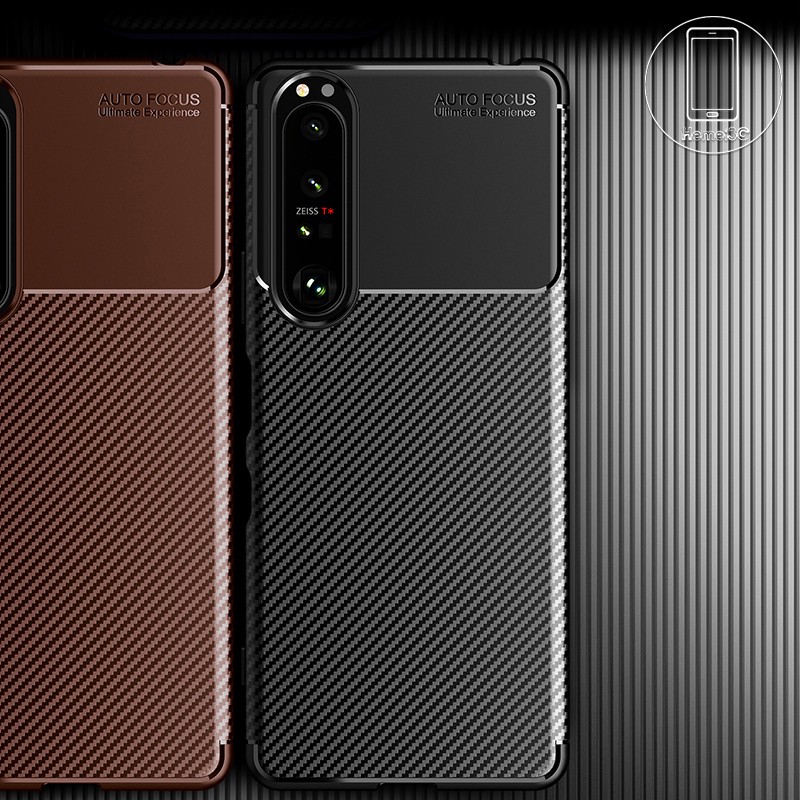 Ốp điện thoại TPU mềm sợi carbon cho Sony Xperia 1 10 5 Xperia1 Xperia10 III II