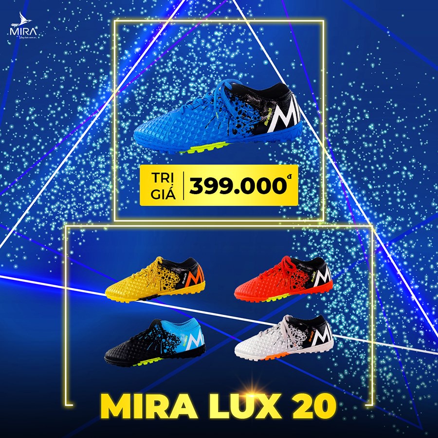 Giày đá bóng Mira Lux 20 TF - Giày đá banh sân cỏ nhân tạo chất lượng cao, da Microfiber, khâu full đế