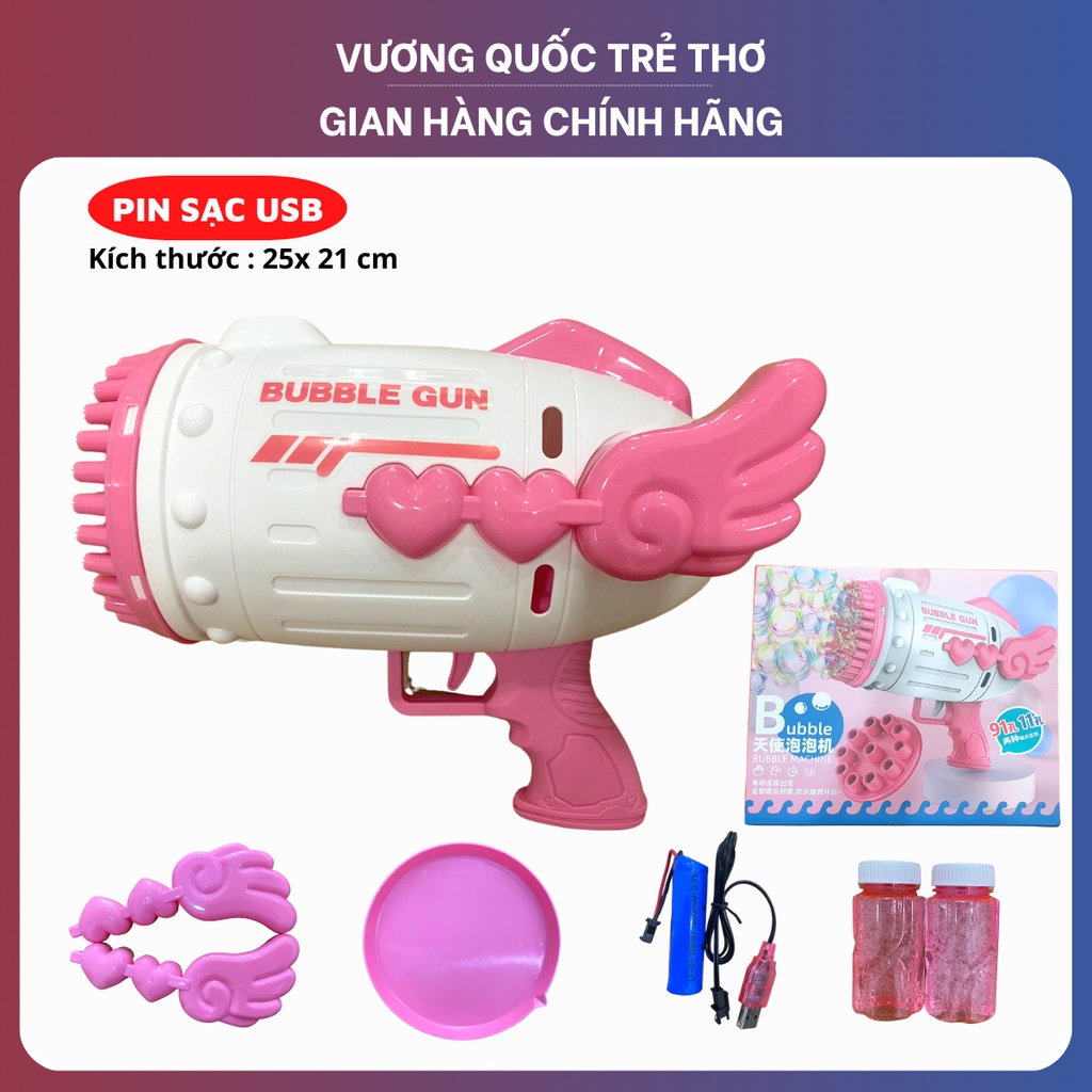 Súng Bắn Bong Bóng Xà Phòng 91 Nòng Siêu To Siêu Mạnh Cute Sử Dụng Pin Sạc Vuongquoctretho, Máy Thổi Bong Bóng Xà Phòng