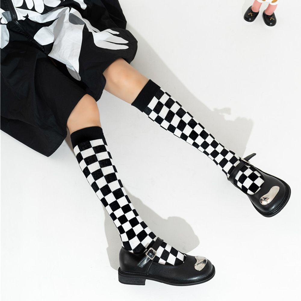 Mxgoods Vớ Họa Tiết Caro Đơn Giản Cá Tính Phong Cách Harajuku Đường Phố Hàn Quốc